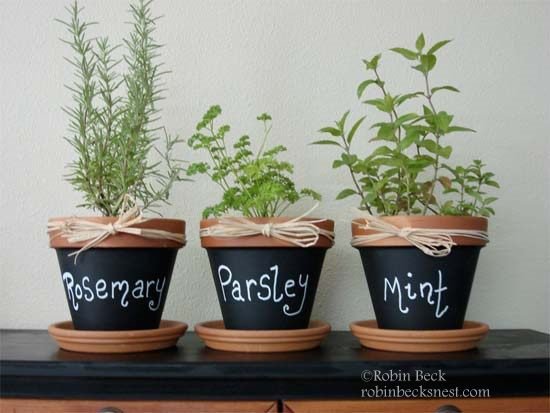chalkboard clay pots